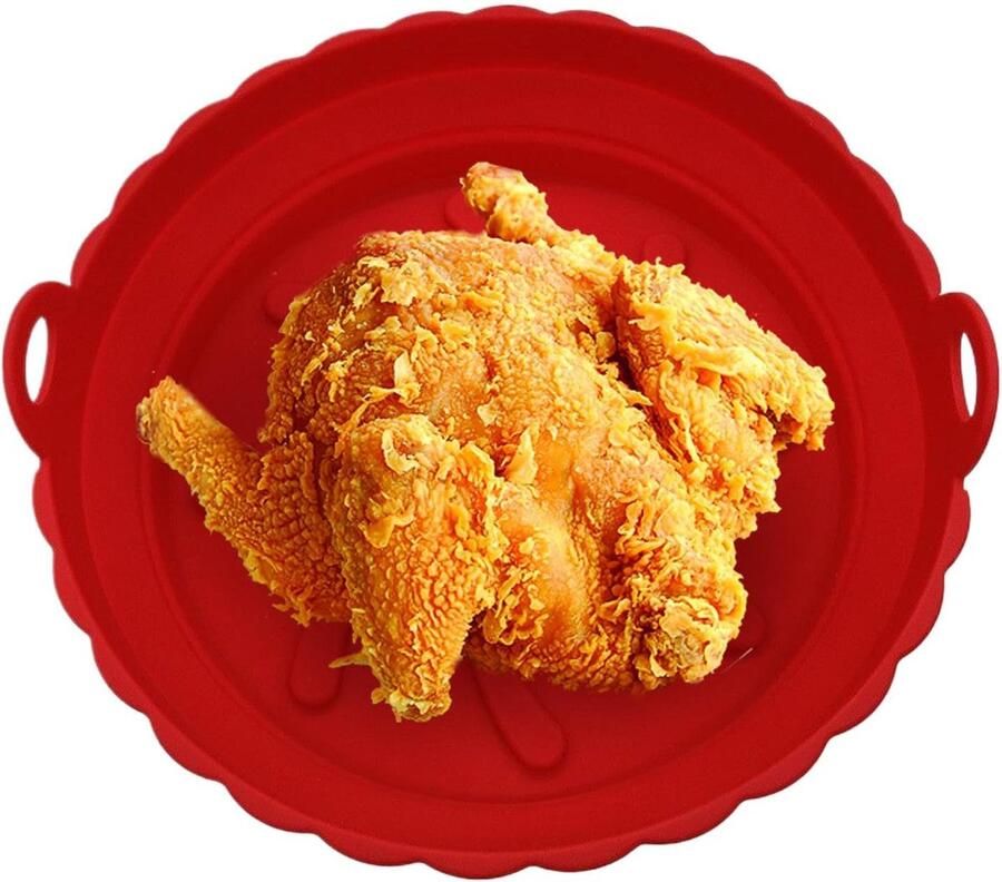 Airfryer Siliconen Voering Herbruikbare Bakmand Lucht Frituren Intrekbaar Ontwerp 20 x 5 cm Rood