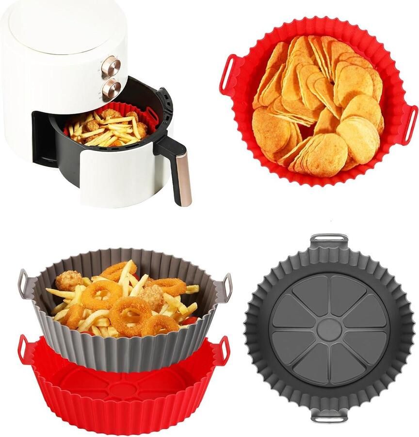 Airfryer siliconen voeringen Airfryer mandjes Gezond frituren Verhoogde warmtecirculatie 155 cm rond Grijs