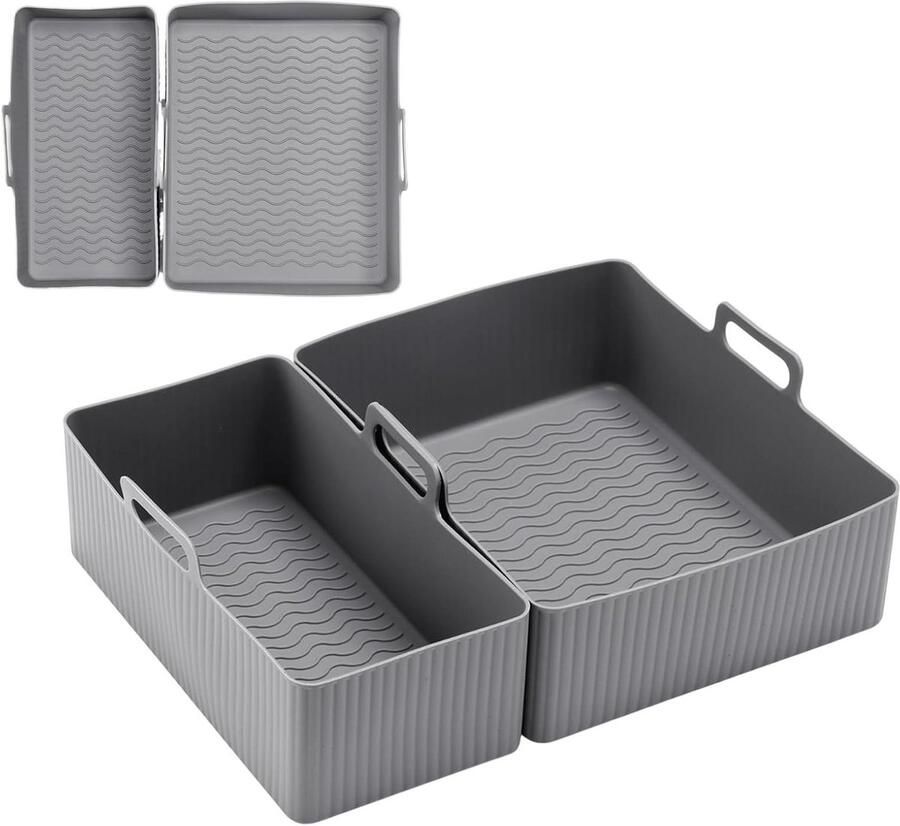 Airfryer Siliconen Voeringen Bakplaat Ovenmat Vetvrij Bakken Hittebestendig Ontwerp 21 x 18 cm Grijs
