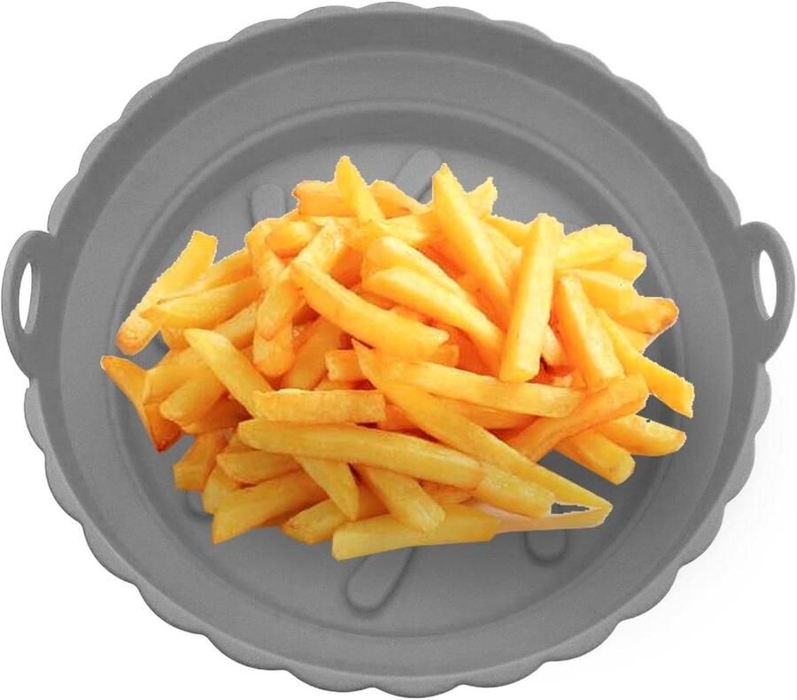 Airfryer Siliconen Voeringen Herbruikbare Bakplaat Maaltijden Bereiden Geoptimaliseerd Luchtstroomontwerp 21 x 21 x 2 cm Grijs