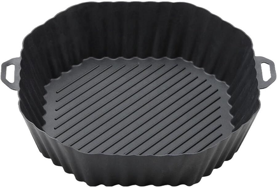 Airfryer Siliconen Voeringen Oven Mand Accessoires Gemakkelijk Schoonmaken Voedselveilig Materiaal 7.5 Inch Compatibel Zwart