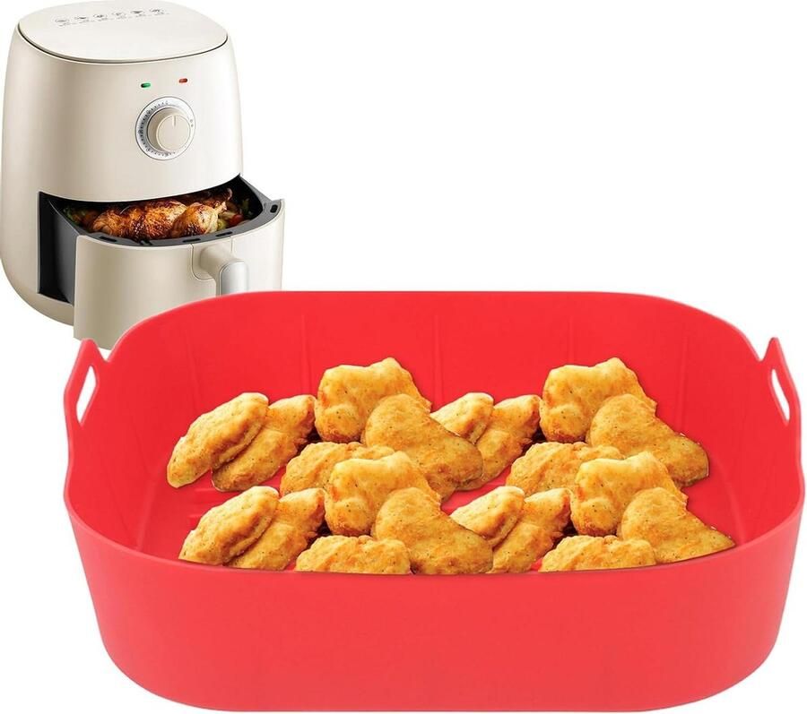 Airfryer Siliconen Voeringen Vierkante Mand Inserts Gezond Koken Herbruikbaar en Anti-aanbak 223 cm Rood