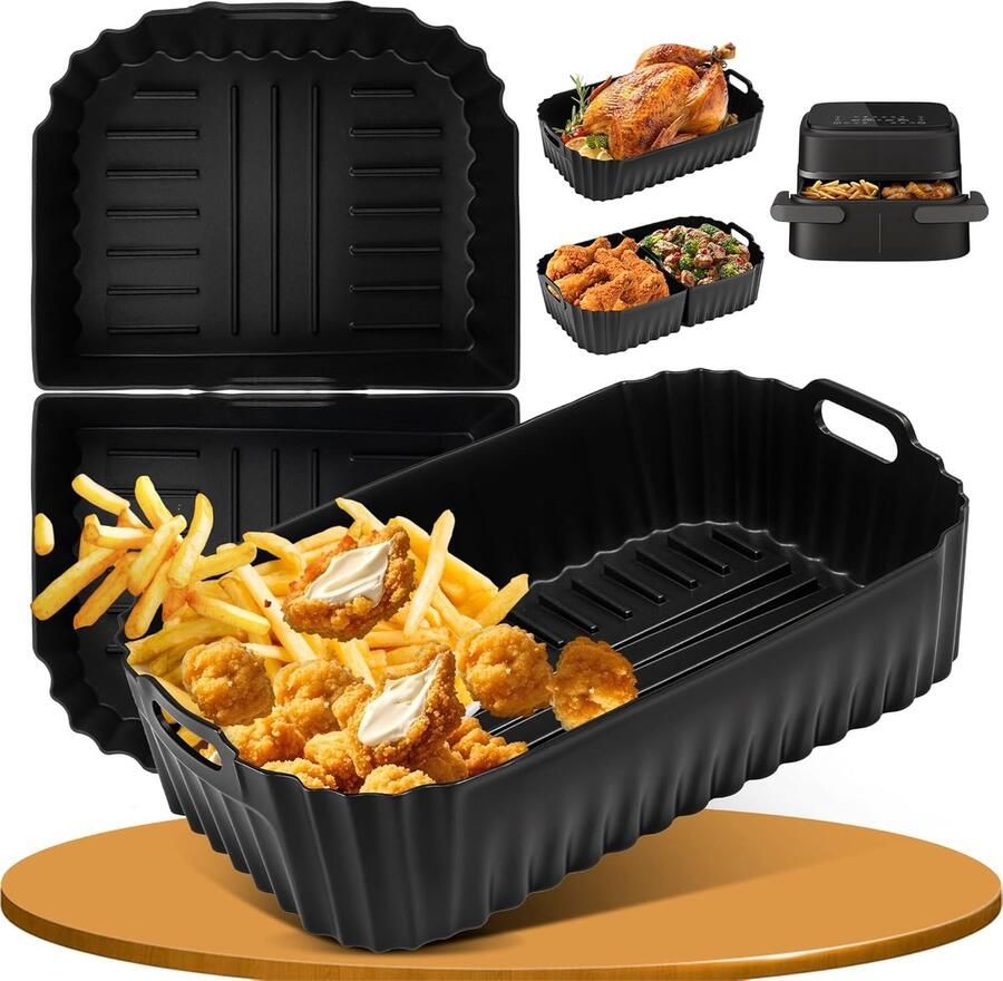 Airfryer Siliconen Vorm Bakvorm Liners Veelzijdig Koken Voedselveilig Materiaal 3 Stuks 71L Zwart