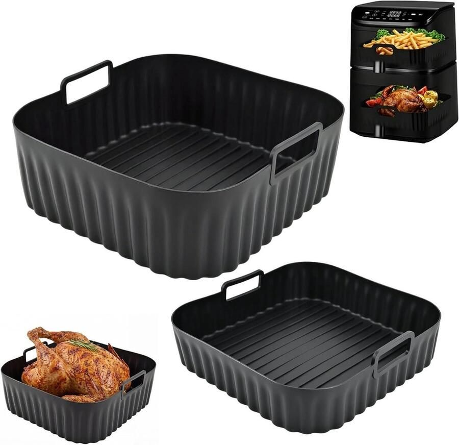 Airfryer Siliconen Vorm Heteluchtfriteuse Accessoires Gelijk Koken Dubbele Laag Mogelijk 108 Liter Grijs