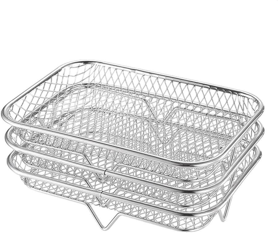 Airfryer Spekrek Gaas Roosterrek Gelijkmatig Koken 3-Laags Ontwerp 19.5 cm Diameter Roestvrij Staal