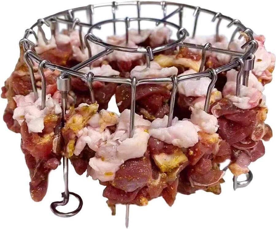 Airfryer Spiesenrek Grill Spies Houder Koken en Grillen Vervormingsbestendig RVS 24 Spiesen Zilverkleurig