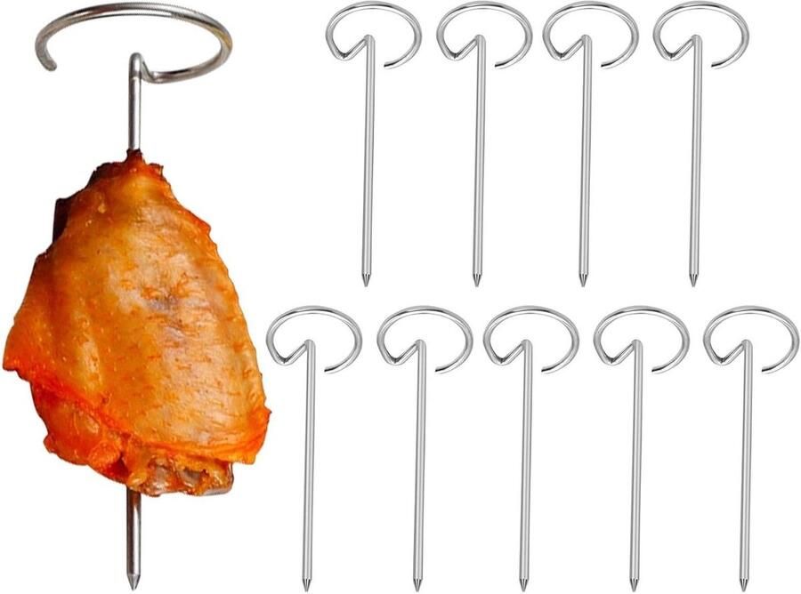 Airfryer Spiesjes Verticale Spiesjes Vlees Grillen Roestvrij Staal 10 stuks Zilver