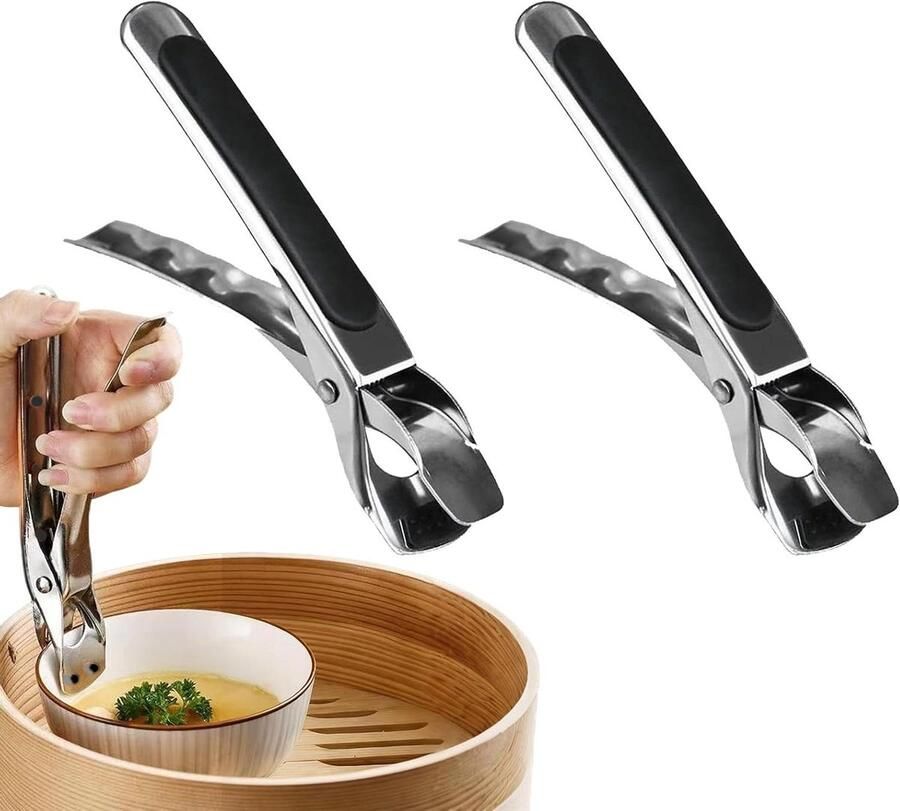 Airfryer Tang Oventang Keuken Warme Gerechten Pakken Antislip Siliconen Grip 2 Stuks Zwart