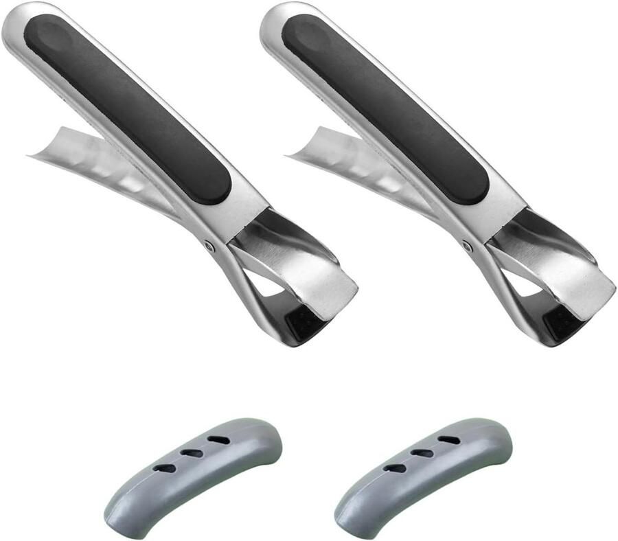 Airfryer Tang Set Keuken Tongs Hete Schalen Hanteren Hittebestendig Siliconen 4 Delig Zwart Grijs