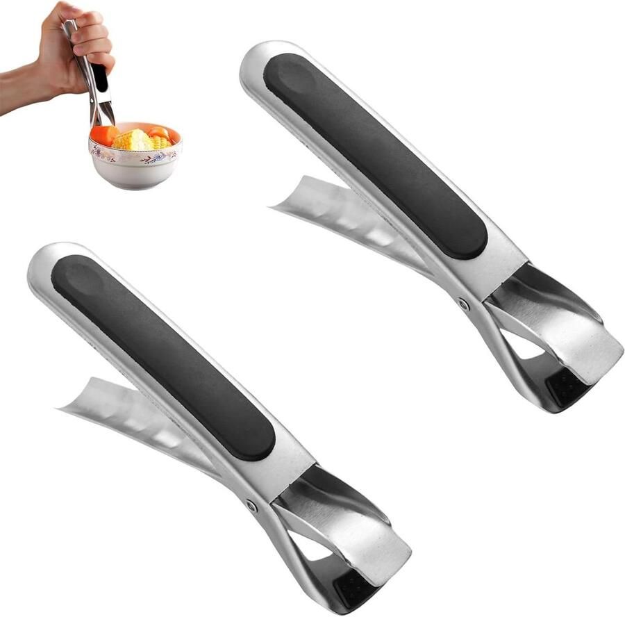 Airfryer Tangen Keuken Grippers Voedsel Bereiden Antislip Ontwerp 2 Stuks Zilverkleurig