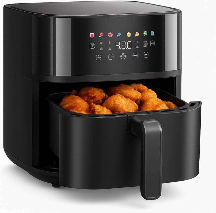 Airfryer-Airfryer van 1700 W met 360° heteluchtcirculatie airfryer met 8 voorinstellingen-mini-airfryer met antiaanbaklaag eenvoudig te reinigen inhoud van 8 liter