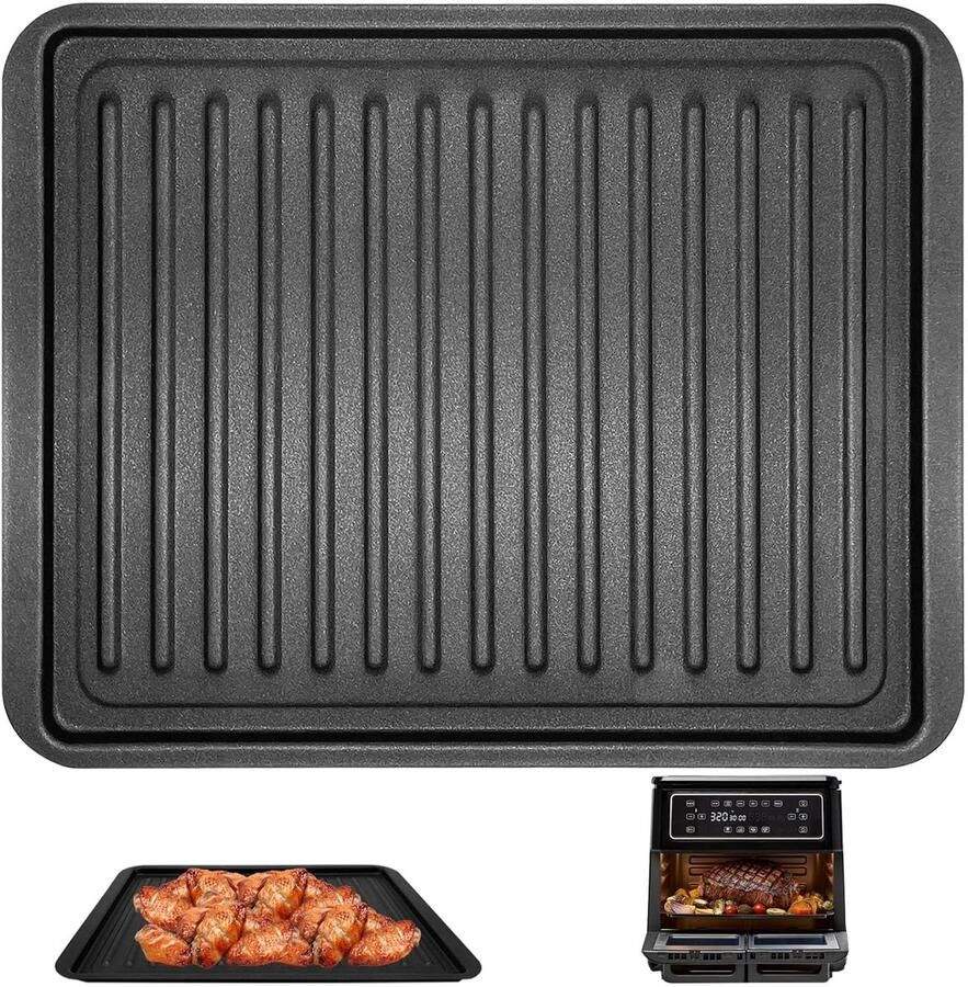 Airfryer Vervangingsrek Rooster Grillplaat Veilig Koken Vaatwasmachinebestendig 30 x 20 cm Zwart
