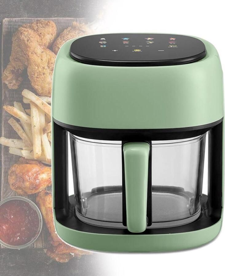 Airfryer Visueel Heteluchtfriteuse Gezond Koken Zichtbaar Venster 45 Liter Groen