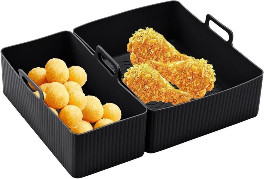 Airfryer Voeringen Bakplaat Siliconen Veelzijdig Koken Anti-aanbaklaag 2 stuks Zwart