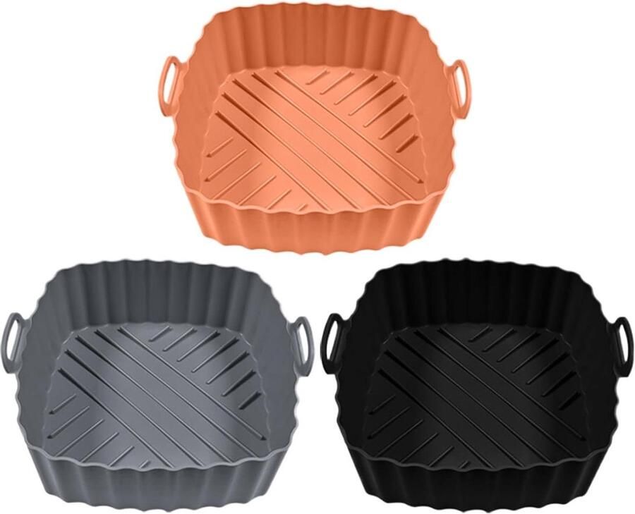 Airfryer Voeringen Siliconen Bakvorm Koken en Bakken Herbruikbaar en Vaatwasmachinebestendig 3 stuks Zwart Grijs Lichtbruin