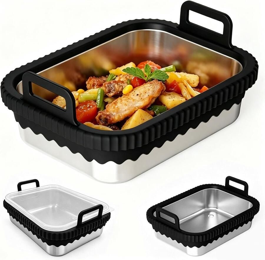 Airfryer voor COSORI heteluchtfriteuse 2 kamers Ninja heteluchtfriteuse AF400EU DZ400EU AF451EU hittebestendig van roestvrij staal 304 krasbestendig vaatwasmachinebestendig (zwart zonder