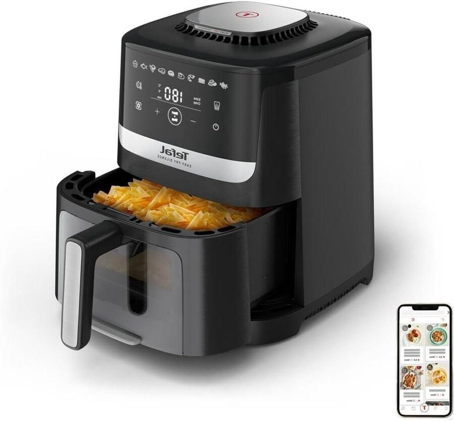Airfryer XL Friteuse Heteluchtoven Gezond Koken Stil en Zichtvenster 5 Liter Wit