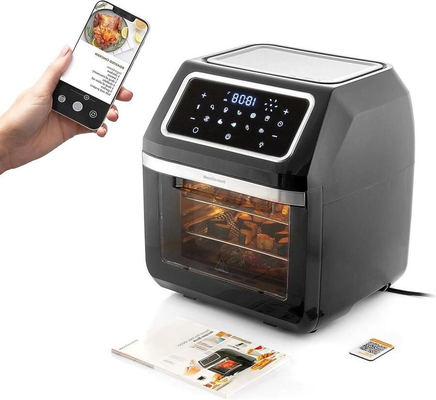 Airfryer XL Heteluchtoven Gezond Koken Met Kijkvenster 12 Liter Zwart