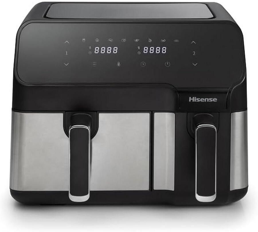 Airfryer XL Zwart met Dubbele Mand en LED Touch Control