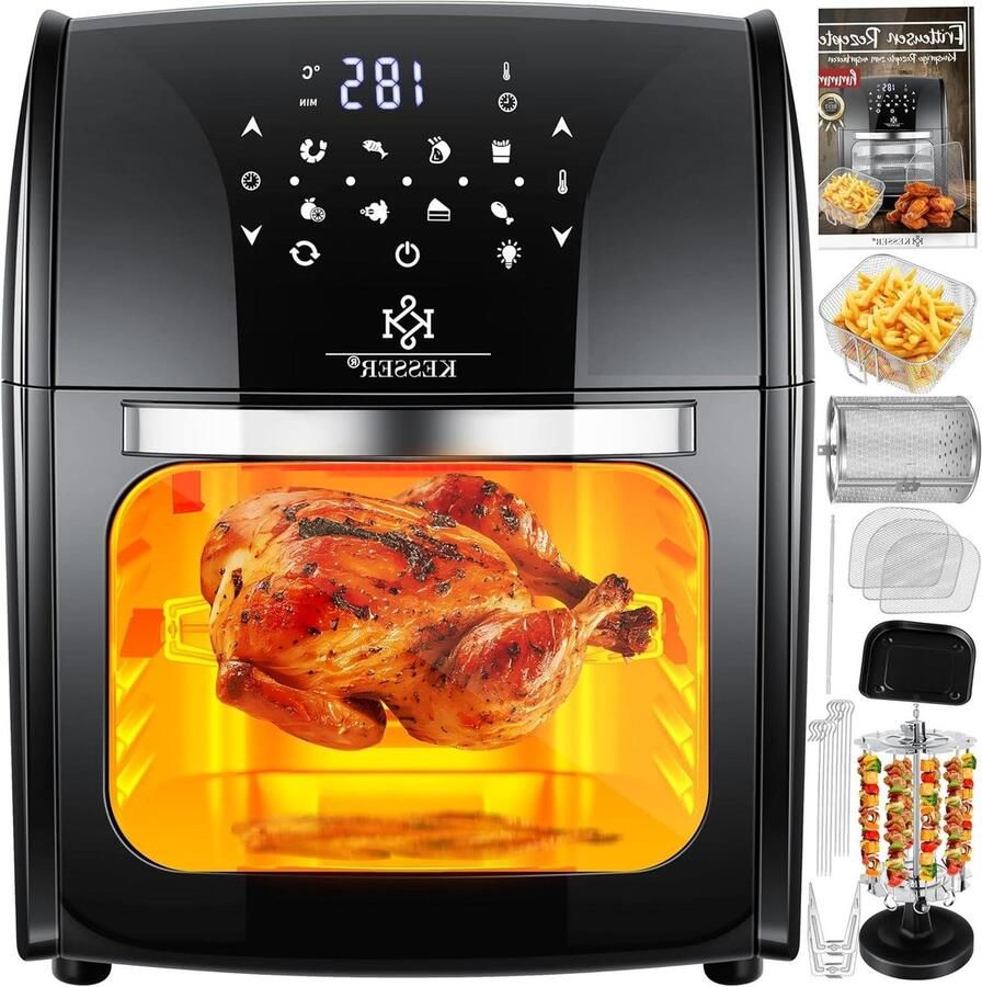 Airfryer XXL Hete Lucht Oven Gezond Koken 9-in-1 Multifunctioneel 5 Liter Zwart