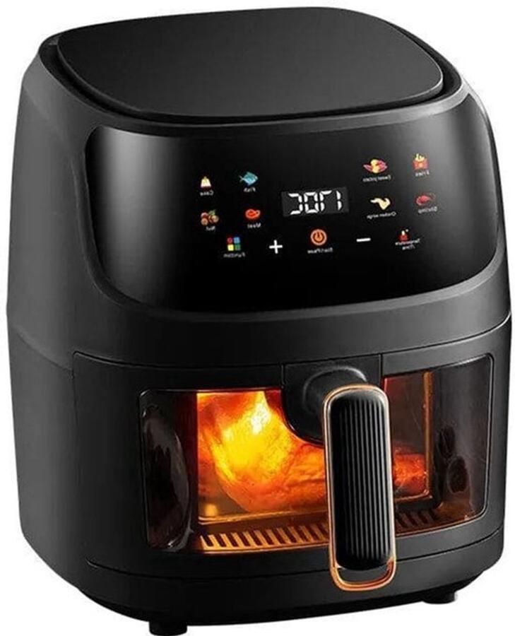 Airfryer XXL – Heteluchtfriteuse – 2400W 2800W – 8L RVS & Touchscreen – Multifunctionele Elektrische Friteuse Olievrij Frituren Zwart