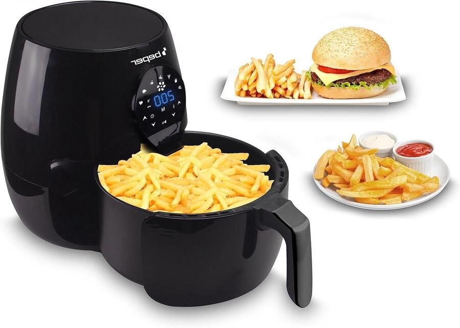 Airfryer Zonder Olie Hetelucht Frituurpan Gezond Koken 7 Programma's Digitaal 5 Liter Inhoud Zwart