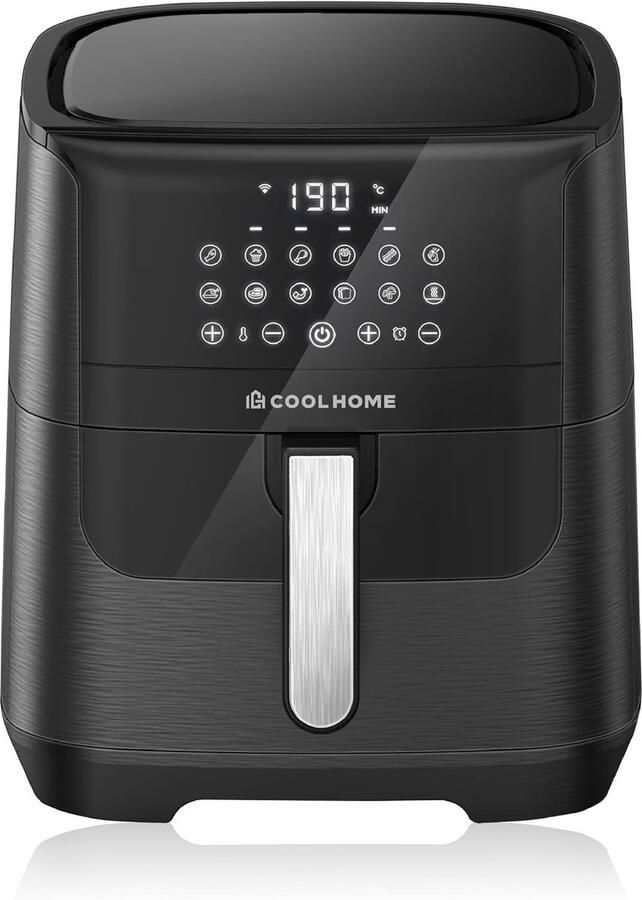 Airfryer Zwart 6 5 Liter Heteluchtfriteuse met Keramische Coating Voor Gezinnen