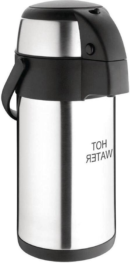 Airpot Rvs Thermoskan Waterkoker Warm Water Serveren Gegraveerd 'Hot Water' 3 Liter Zilverkleurig