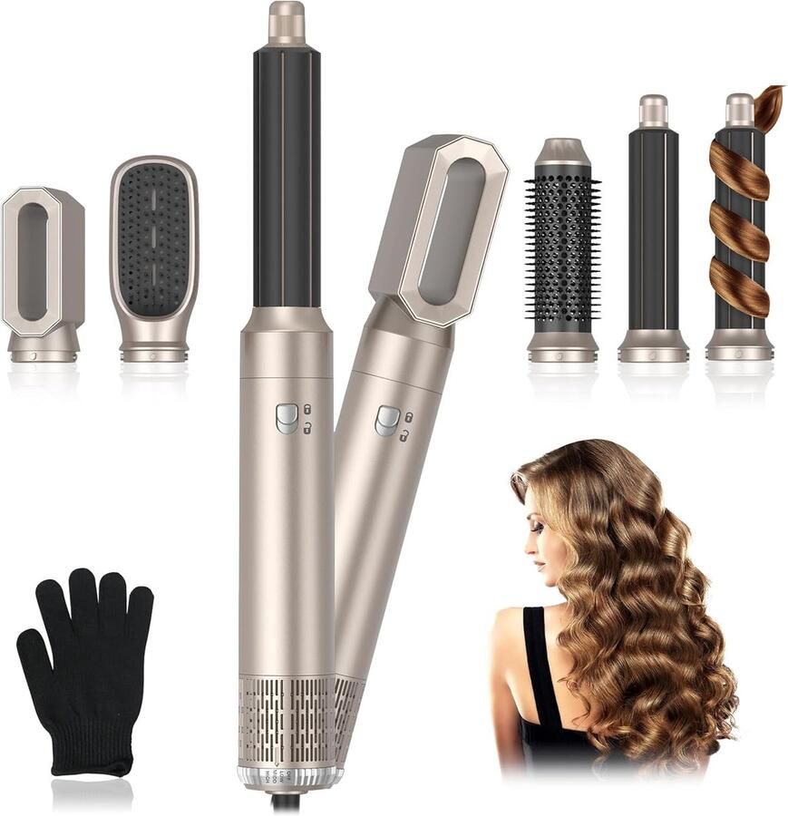 Luchtborstel 5-in-1 Air Styler Set 1000 W Hair Air Styler 3 temperaturen Mulit Air Brush Set voor het gladmaken volume geven drogen blaasborstel voor verschillende haartypes