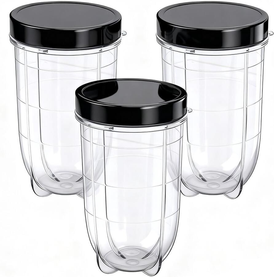 Allecto 16oz Blender Cup Vervangende Mok Duurzaam en Veilig Transparant + Zwart Sap Glazen Accessoires Geschikt voor Magic Bullet 3 S
