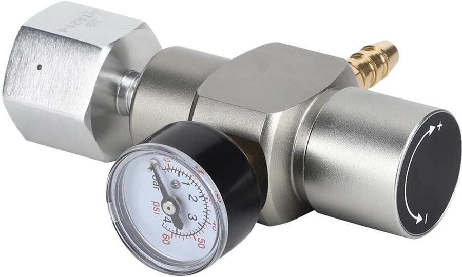 Allecto 2 in 1 CO2 Gas Regulator Mini Keg Regulator Precisie Drukmeter Zilver Gasleiding Installatie Voor Bier en Frisdrankie