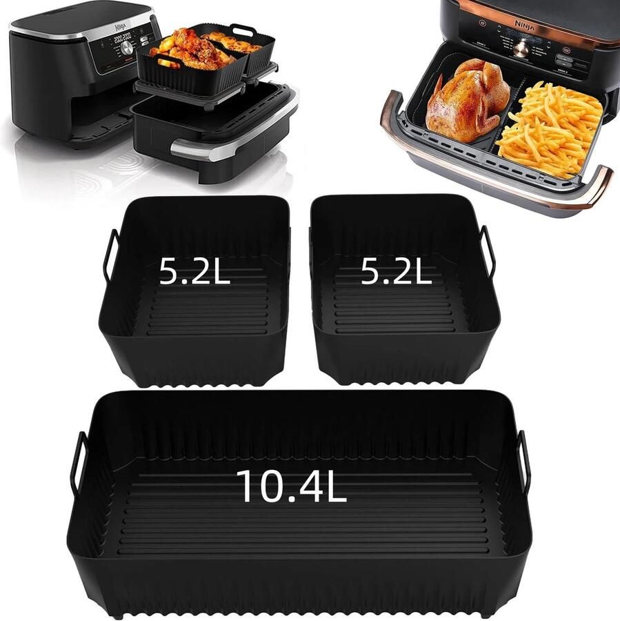 Dailygoods Dailygoody Accessoires luchtfriteuse Siliconen vormen Herbruikbaar Zwart Geschikt voor Ninja AF500EU Versterkt koken met gemak