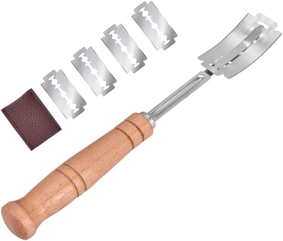 Allecto Bakkersmes Stokbroodmes Perfect voor het snijden van vers brood Bruin Broodsnijder Ideaal voor bakkers en thuiskoks Roestvrij