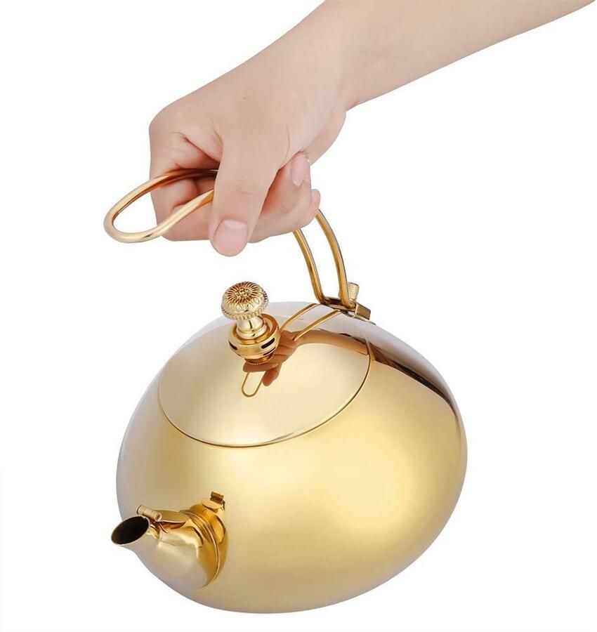 Allecto Classic Theepot 1.5L Waterkoker Snel Koken Goud Elegante Kettle Voor Thuis en Kantoor Stijlvol Design