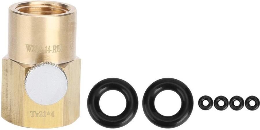 Allecto CO2 Adapter Tr21x4 naar W21.8-14-RH Koper Vulling Valve Connector Handmatig Geschikt voor Frisdrankmaker Ca. 4 7 cm