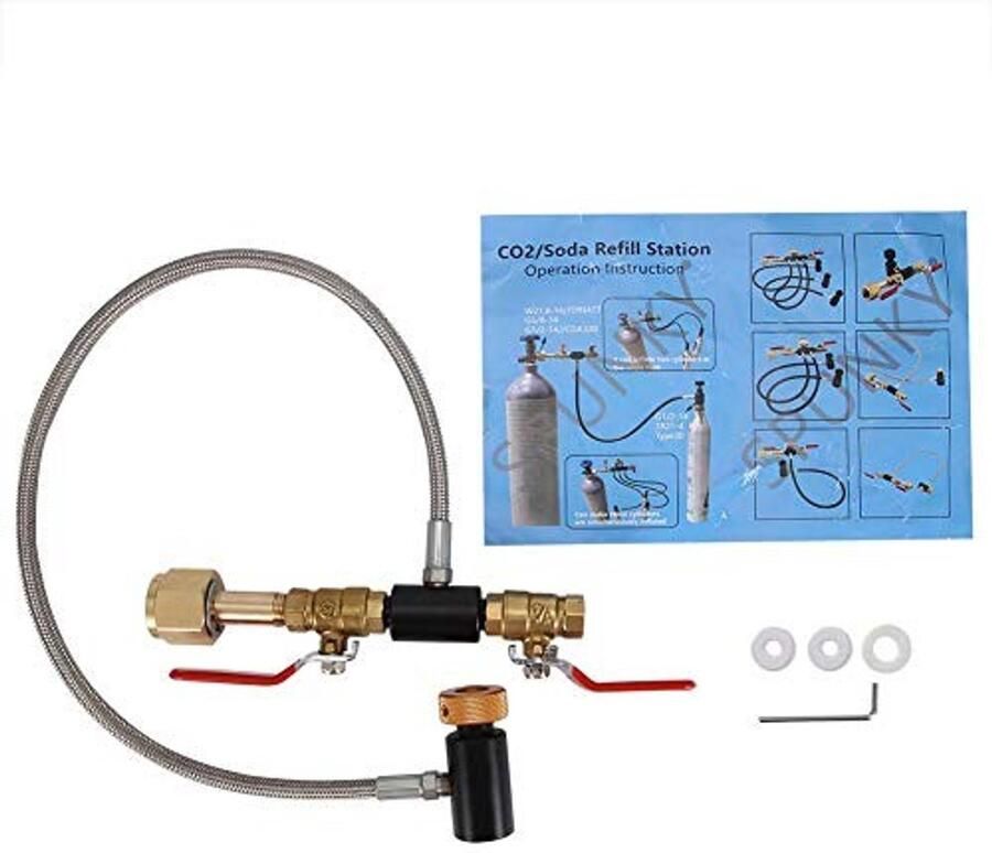 Allecto CO2-cilinder navuladapter Slang voor Soda Maker 24 inch Handmatig vullen Roestvrij staal Geschikt voor thuisgebruik