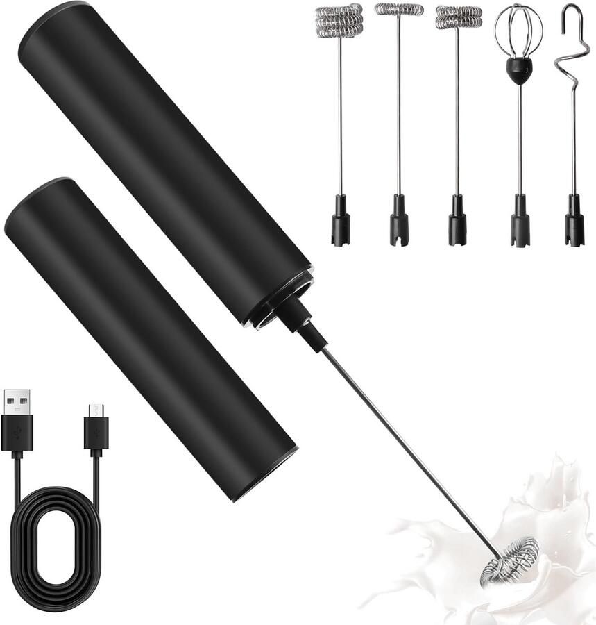 Allecto Draadloze Melkopschuimer RVS Melkopschuimer USB Oplaadbaar en Draagbaar Perfecte Schuim en Romig Twee Snelheden voor Melkopschuim