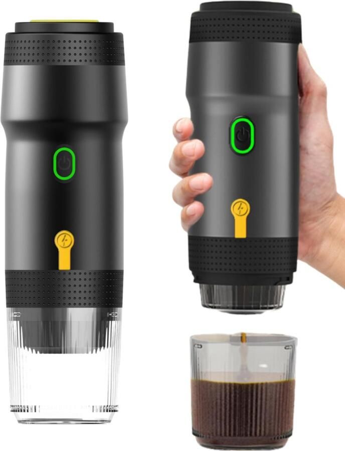 Allecto Draagbare espressomachine Koffiemachine 3-in-1 Draadloos en automatisch Compact en lichtgewicht Voor onderweg Inclusief autolader