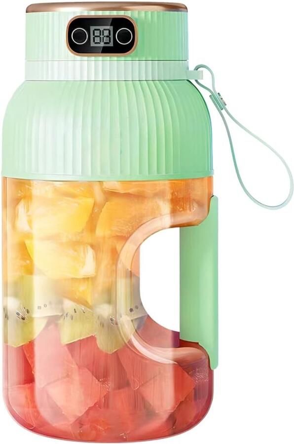 Allecto Draagbare Juicer Sapcentrifuge Digitaal Display Oplaadbaar via USB Keuken Reizen Kantoor Sportschool Rood Mixer 1200m