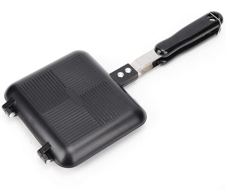 Allecto Dubbelzijdige braadpan Sandwichpan Anti-aanbaklaag Zwart Omeletpan Geschikt voor gas Perfect voor ontbijt