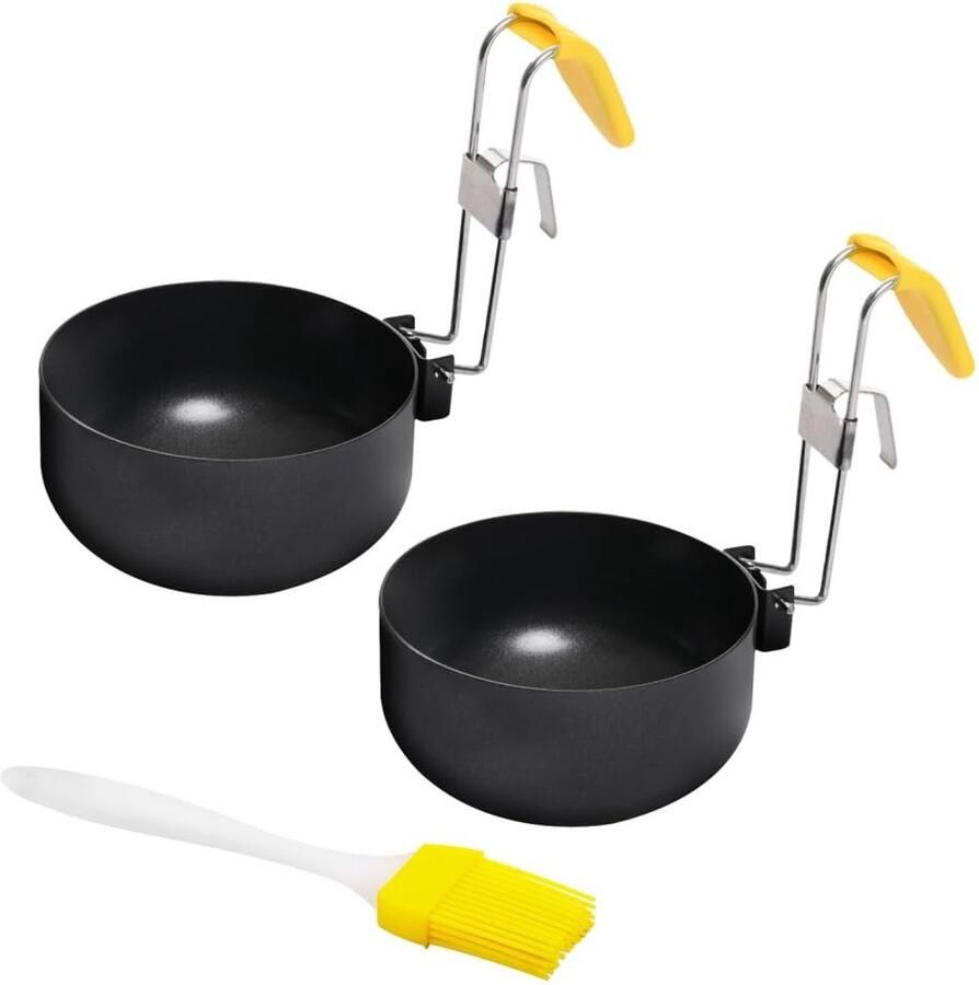 Allecto Eierkoker Keukengerei Opvouwbaar Antiaanbaklaag Oliekwast Geschikt voor Gekookte Eieren Keukentool Hangoor Rood