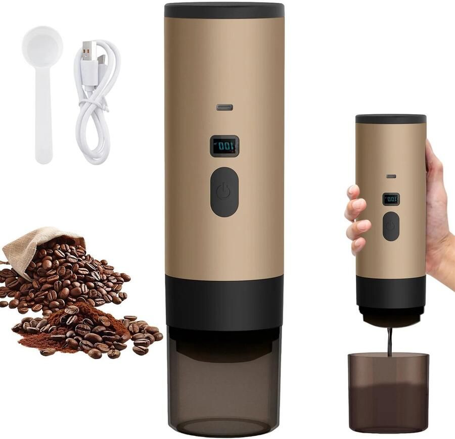 Allecto Elektrisch capsule-koffiezetapparaat Draadloze verwarmingspomp Druk Reizen en auto 3-in-1 koffiepot Koffiezetter Elektrisch Geschikt voor Thuisgebruik Zwart Draagbaar Compact formaat AliExpress Levering binnen 24 uur