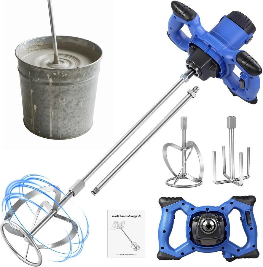 Allecto Elektrische betonmixer Paddle mixer Draagbaar 450W 0-850r min 6 snelheden Roerder Boor Mengen Roeren Mortel Voegmortel Geschikt voor AliExpress 202216001