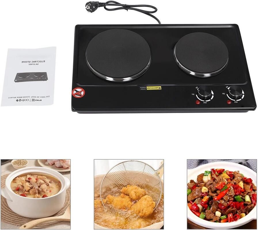Allecto Elektrische dubbele kookplaat Inductie kookplaat 2 platen 220 V Kookplaten Elektrisch 100-250 ° C Instelbare verwarmingsuitgang Geschikt voor thuisgebruik Zwart en zilverkleurig AliExpress 6