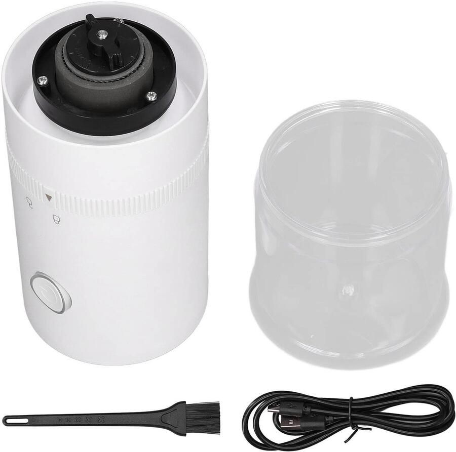 Allecto Elektrische Koffieboon Grinder Draadloze Maalmolen USB Opladen Wit Geschikt voor Koffieliefhebbers Kleine Grinder voor Graan en