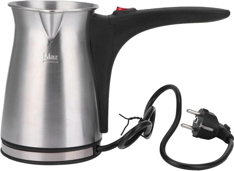 Allecto Elektrische Koffiezetapparaat 800W RVS Verwarming 500ml Compacte Melkverwarmer Geschikt voor Thuisgebruik Zilver 14x11x11cm