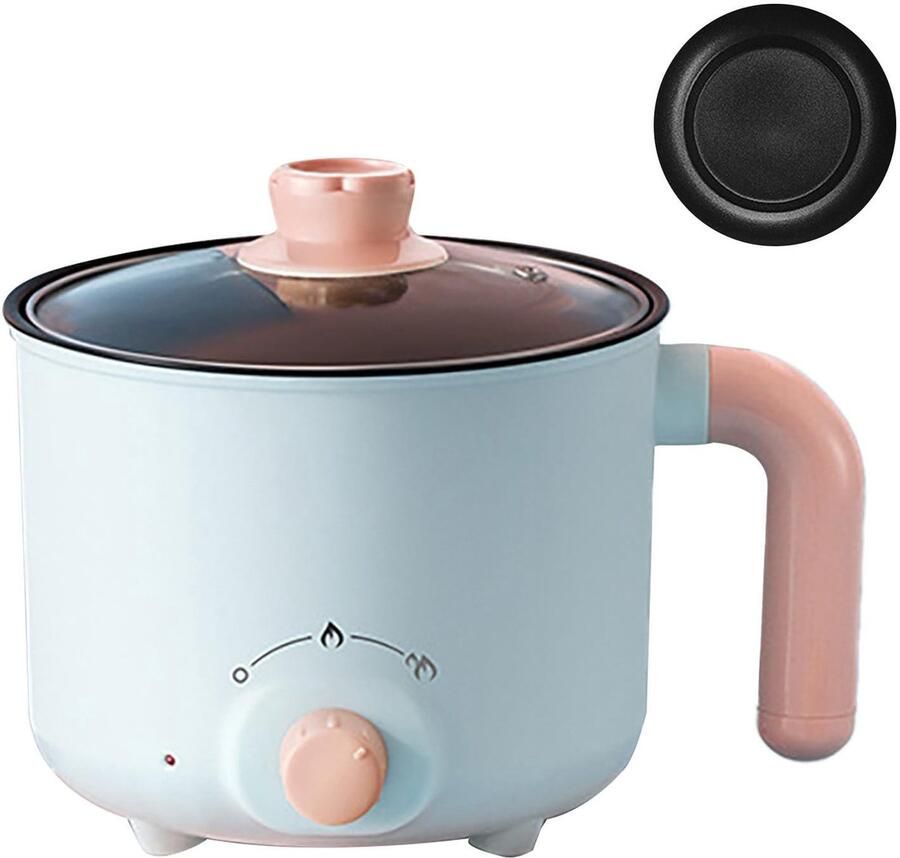 Allecto Elektrische Kookpot Snelle Verwarming Anti Droog Koken Mini Elektrische Noedelkoker Studenten Blauw Kleine Huishoudens