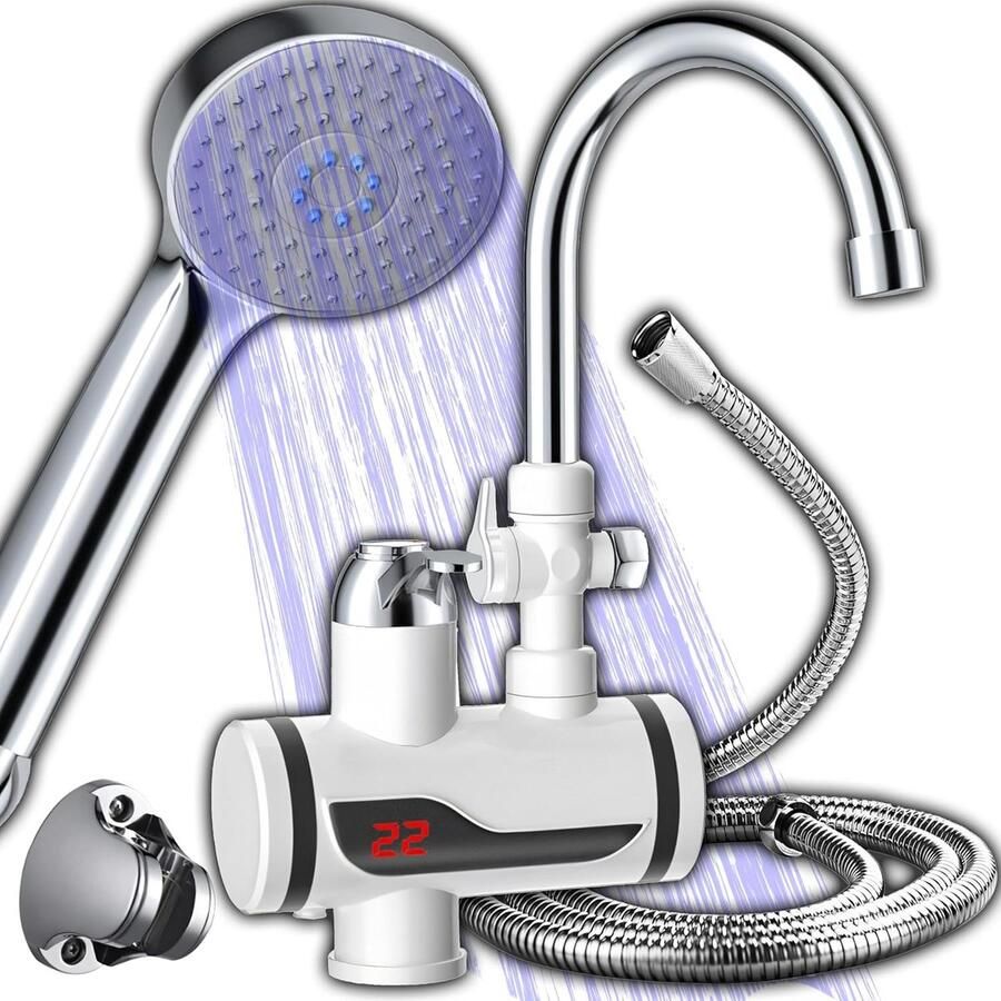 Allecto Elektrische Kraan Directe Waterverwarmer LCD Temperatuurweergave Keuken en Tuin Directe Heetwaterkraan Instant Verwarming Ges