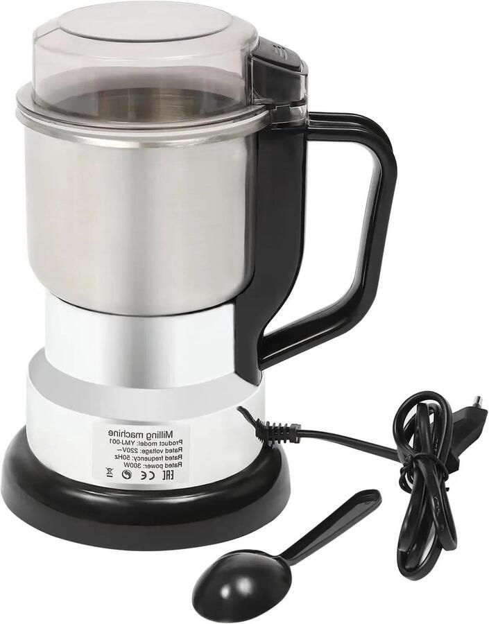 Allecto Elektrische kruidenmolen 300 W Multifunctioneel gebruik Zwart 500 ml capaciteit Elektrische koffiemolen Graanmolen Ultrafijne molen met borstel Geschikt voor thuisgebruik Modern design
