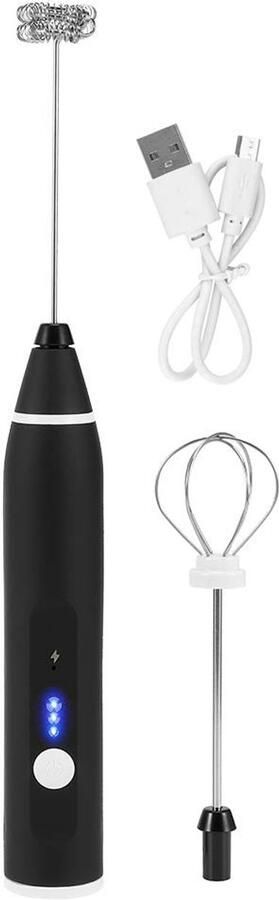 Allecto Elektrische melkopschuimer Verstelbare handklopper Oplaadbaar en lichtgewicht Zwart Koffiemixer Ideaal voor koffie en meer